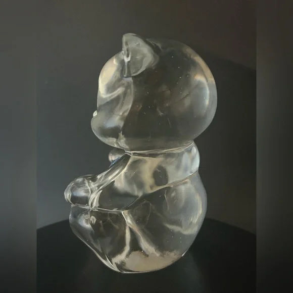 Vintage Fenton Art Glass Bear Figurine: Aquamarine Heart Birthstone - Picture 2 of 6
